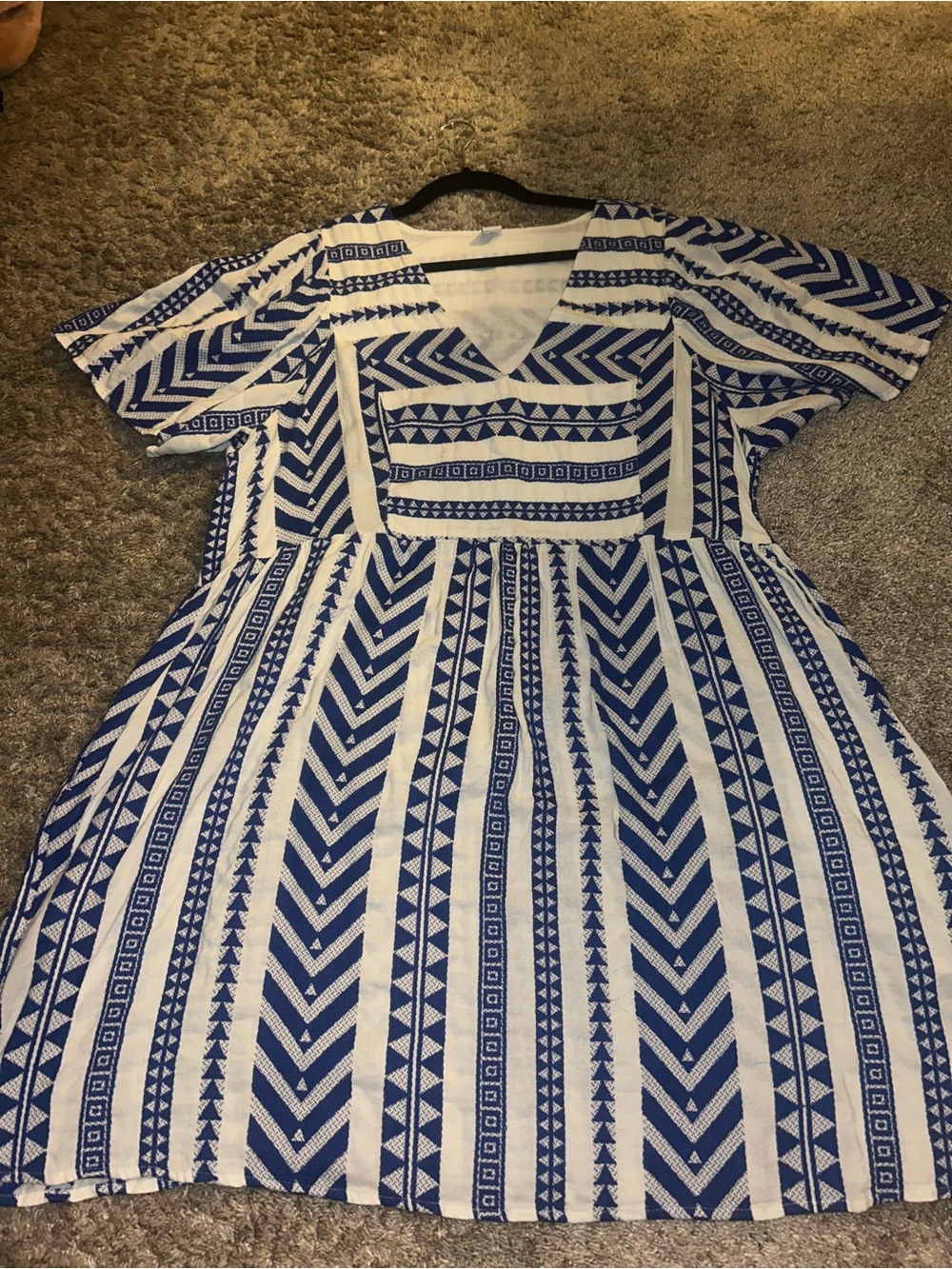 Old Navy Blue and White Geometric Mini Dress